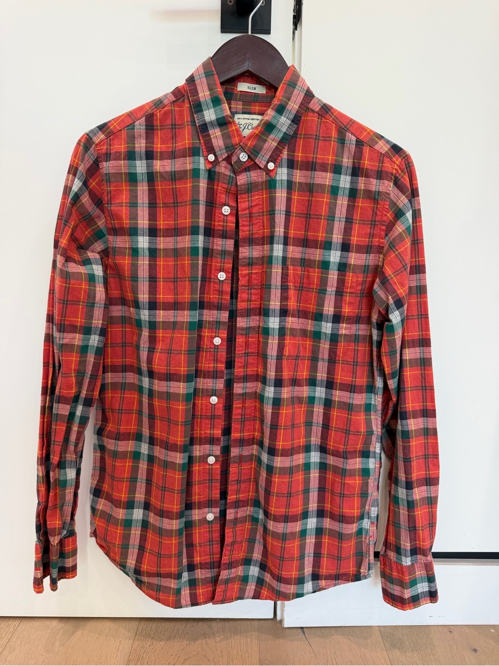 J. Crew Red and Green Plaid Button-Down Shirt
